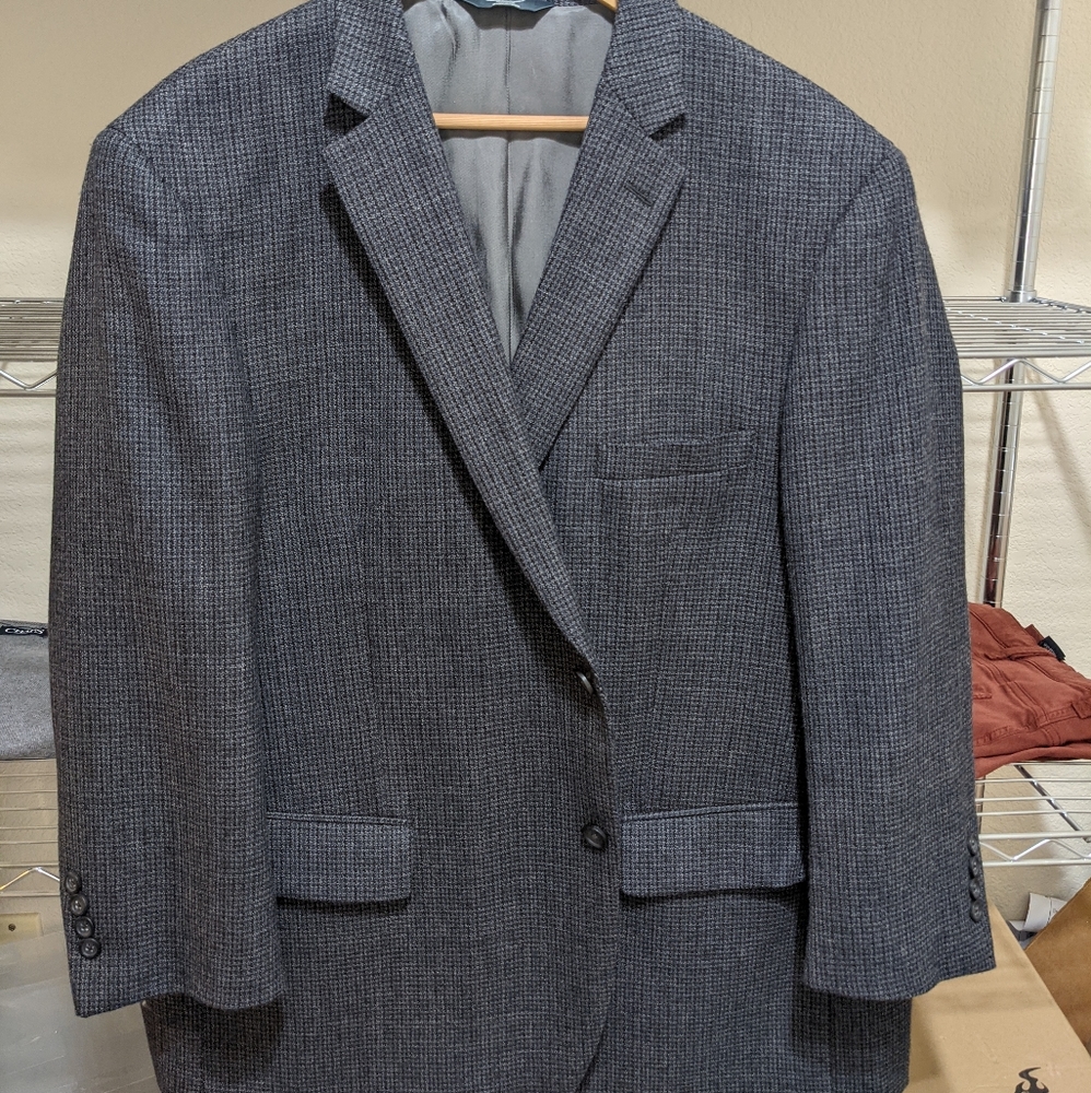 Pronto Uomo Platinum Wool Blazer black blue gray pattern heavy 48s short